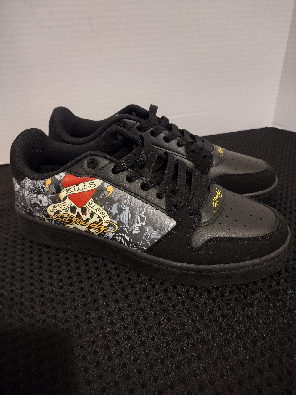 Ed Hardy Men's Black Graphic Low-Top Sneakers